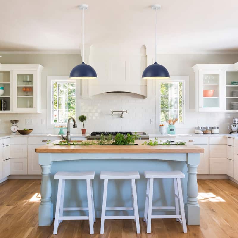1-Light 11.81"W Metal Dome Pendant Ceiling Lights for Kitchen Island