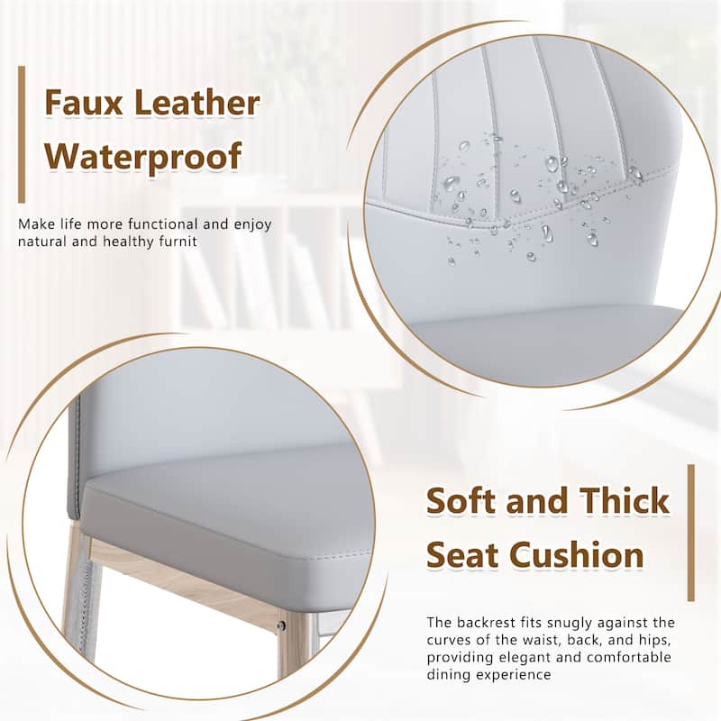 Faux Leather Dining Chairs Set, Modern Kitchen & Dining Room Chairs, Upholstered Faux Leather Side Chairs with Metal Legs
