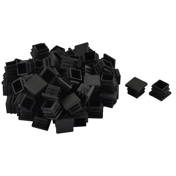 Furniture Table Chair Legs Plastic Square Tube Pipe Insert Cap Cover Black 19 x 19mm 70pcs