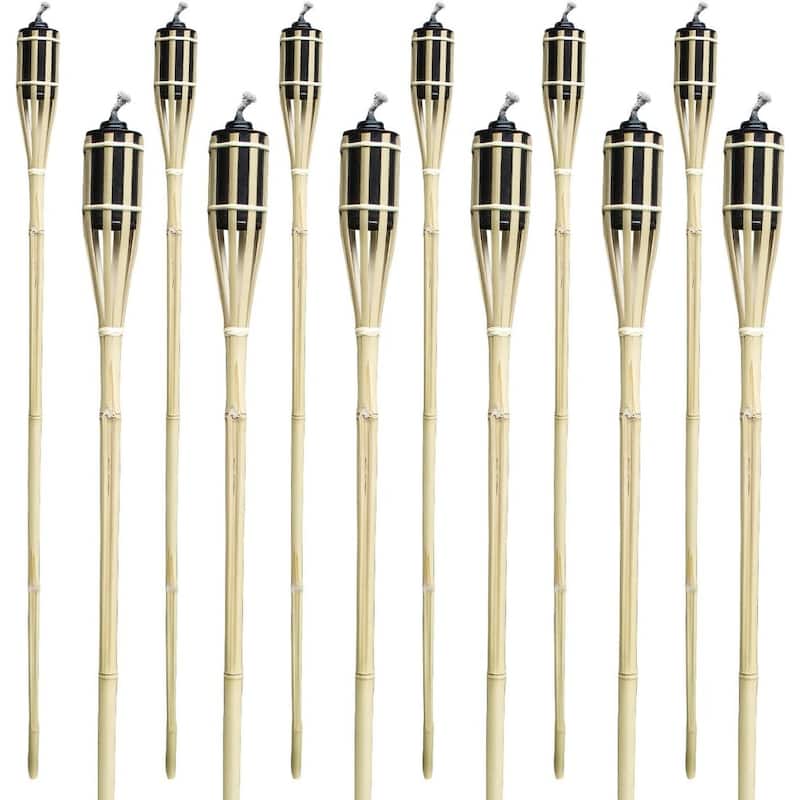 Matney Outdoor Metal Patio Torches (Bamboo)