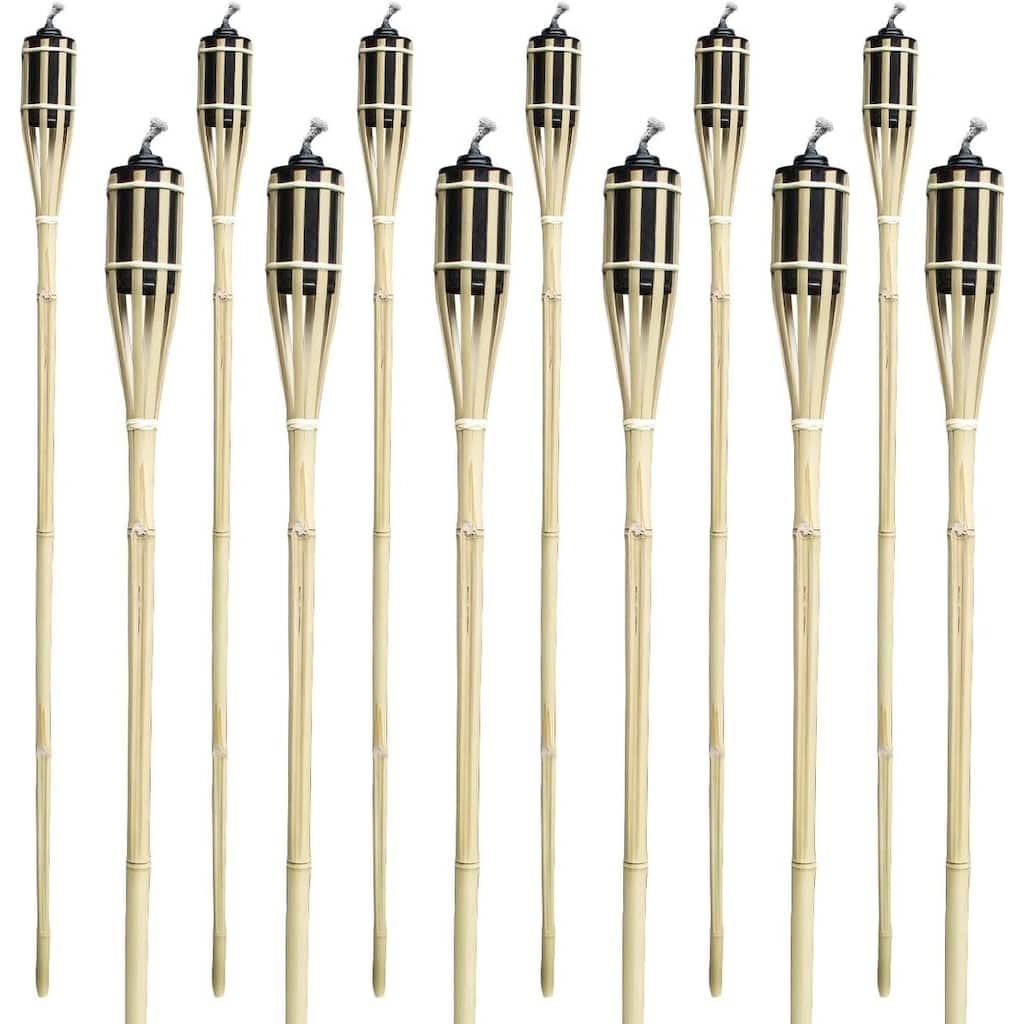 Matney Outdoor Metal Patio Torches (Bamboo)