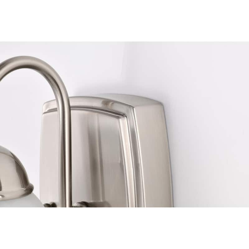 8W LED 1 Light Vanity 3000K Brushed Nickel Alabaster Glass w/ Switch - Brushed Nickel