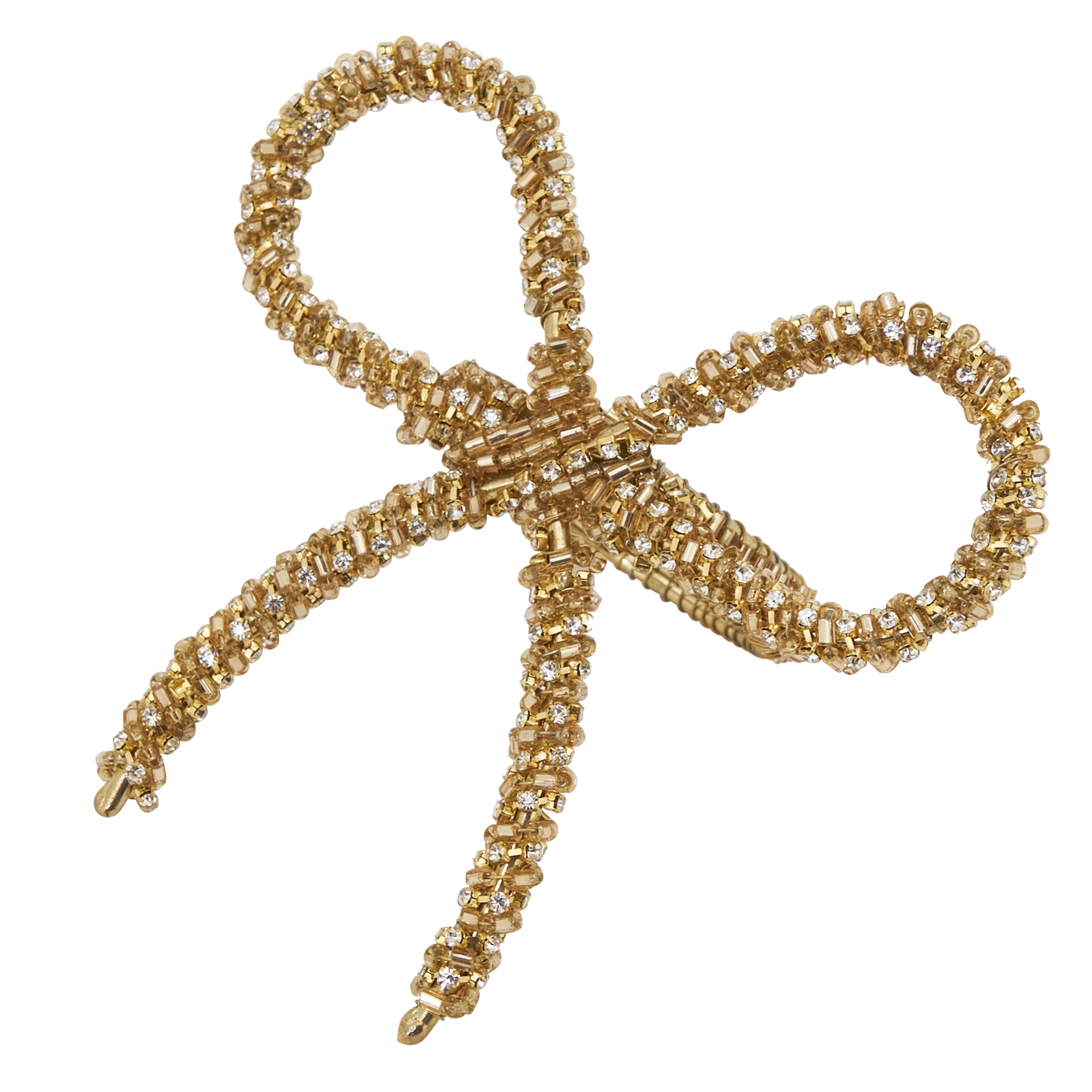 Beaded Bow Napkin Rings (Set of 4) - Holiday Bow Napkin Rings for Christmas Table Settings and Dining Decor