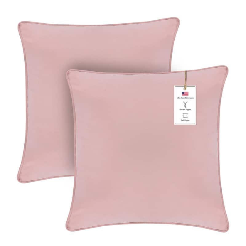 A1HC Set of 2 Luxurious Fine Soft Velvet Throw Pillow Covers Only, For Sofas, Beds, Vibrant Colors and Hidden Zipper