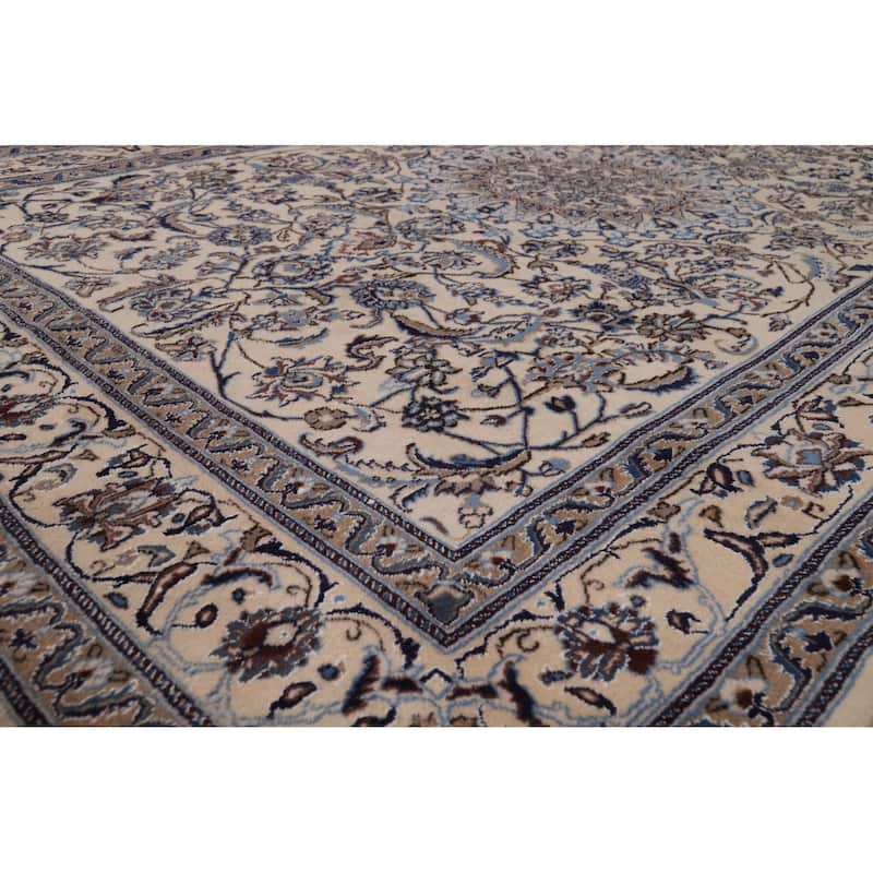 Floral Medallion Nain Persian Area Rug Handmade Wool Carpet - 7'9"x 11'3"