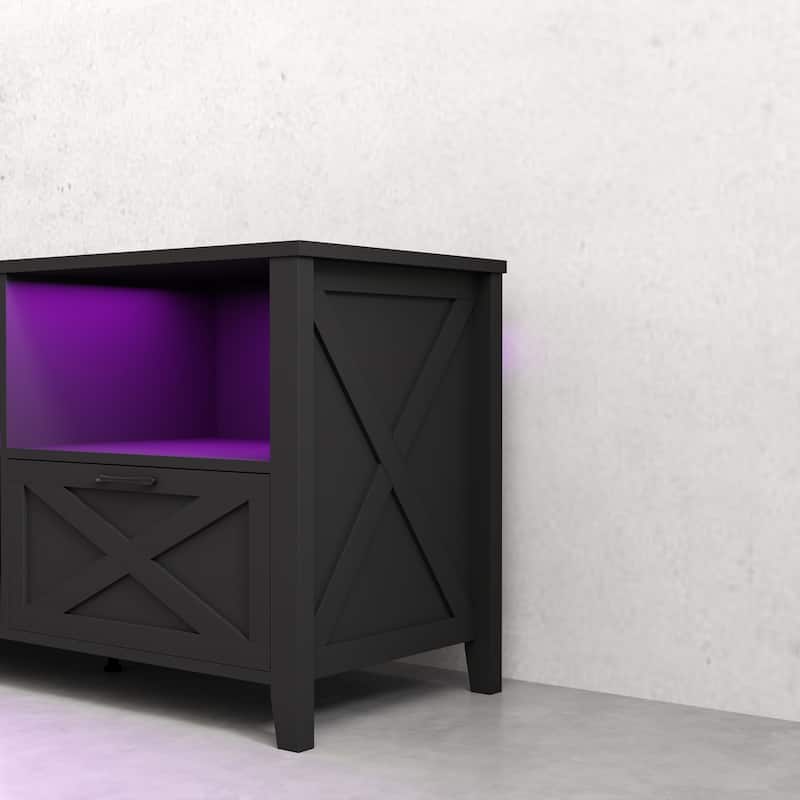 Moasis 70"W Farmhouse TV Stand with Lights