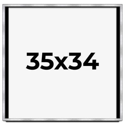 35x34 Shadow Box Frame Silver | 1.375 Inches Deep Real Wood