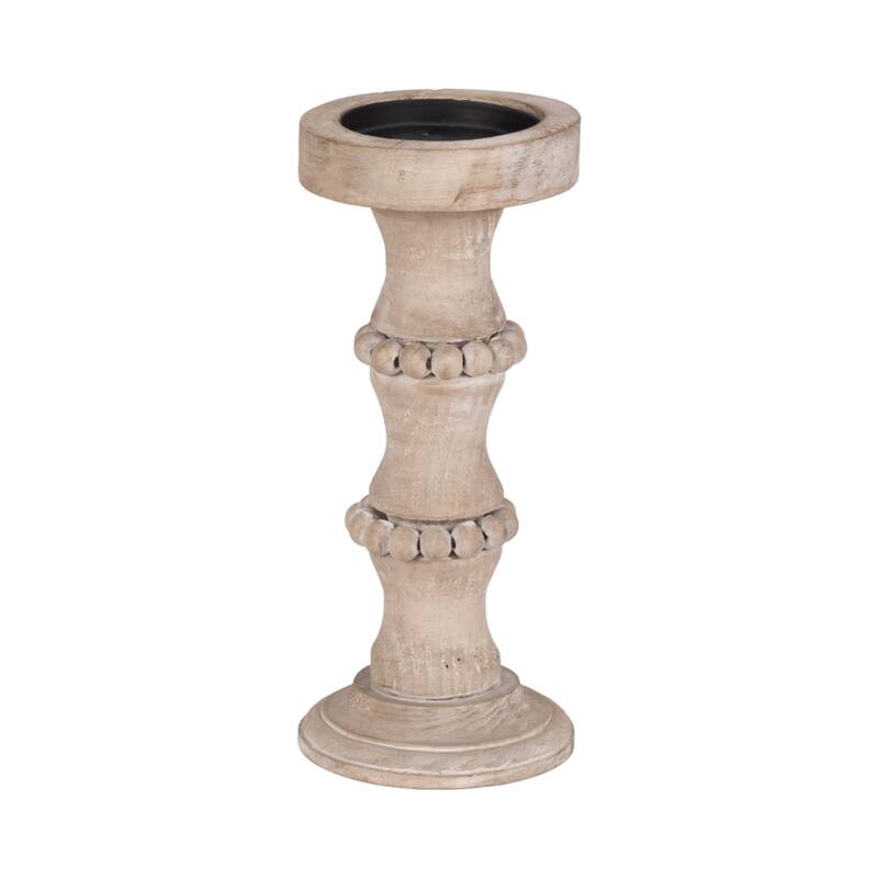 Sagebrook Home Artisanal Wood Pillar Candle Holders