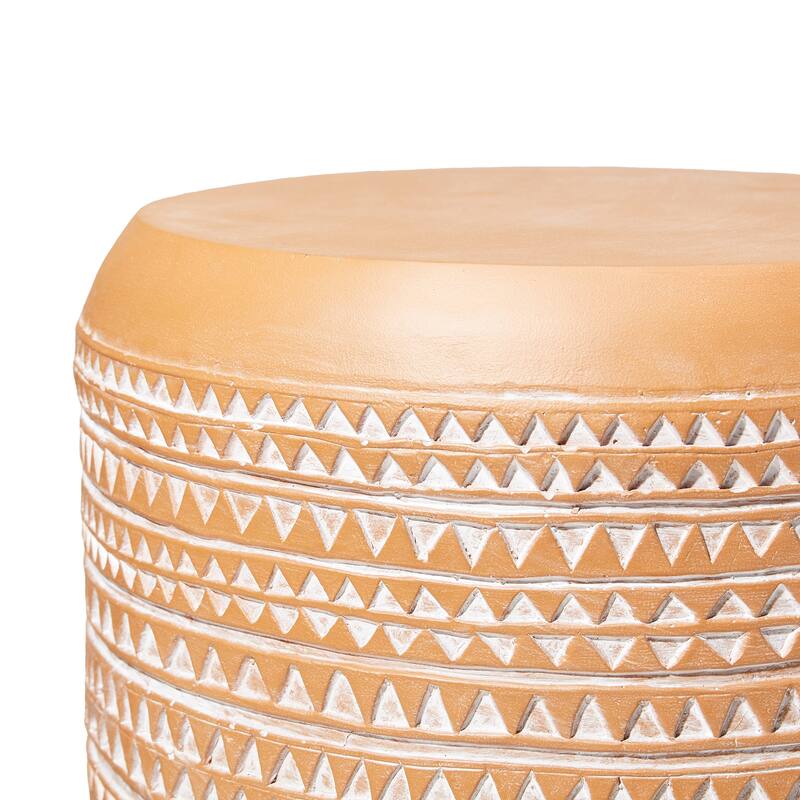 Glitzhome 18"H Modern MGO Faux Drum Garden Stool Plant Stand Accent Table