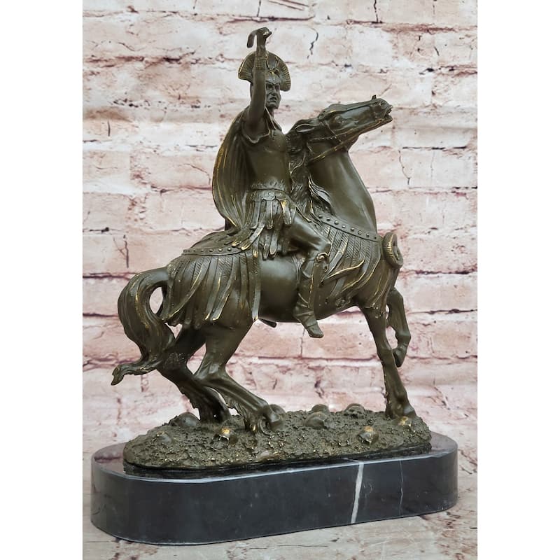 Roman Cavalry Centurion Solider On Imitative Horseback - Bronze Sculpture By Kamiko