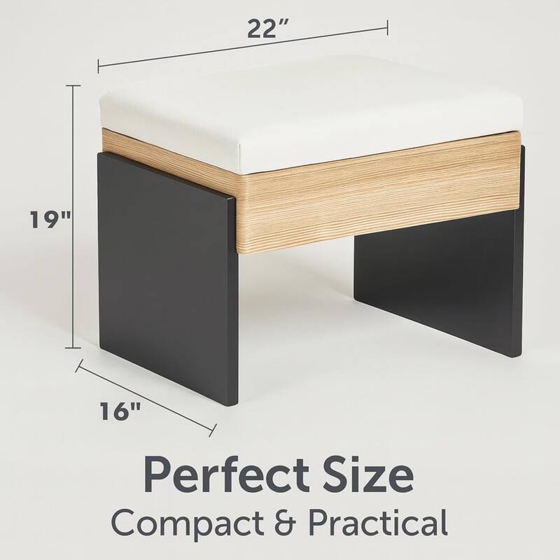 Modern Chenille Upholstered Bench with Foam Padding and MDF Frame