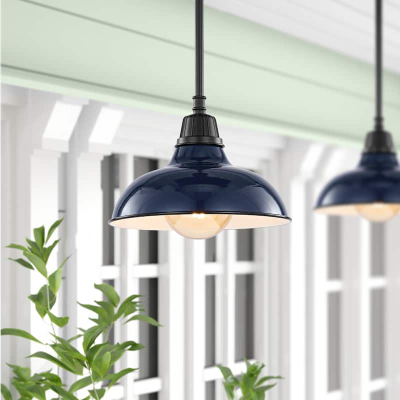 12.25" 1-Light Indoor/Outdoor Iron LED Pendant, by JONATHAN Y - 12.25