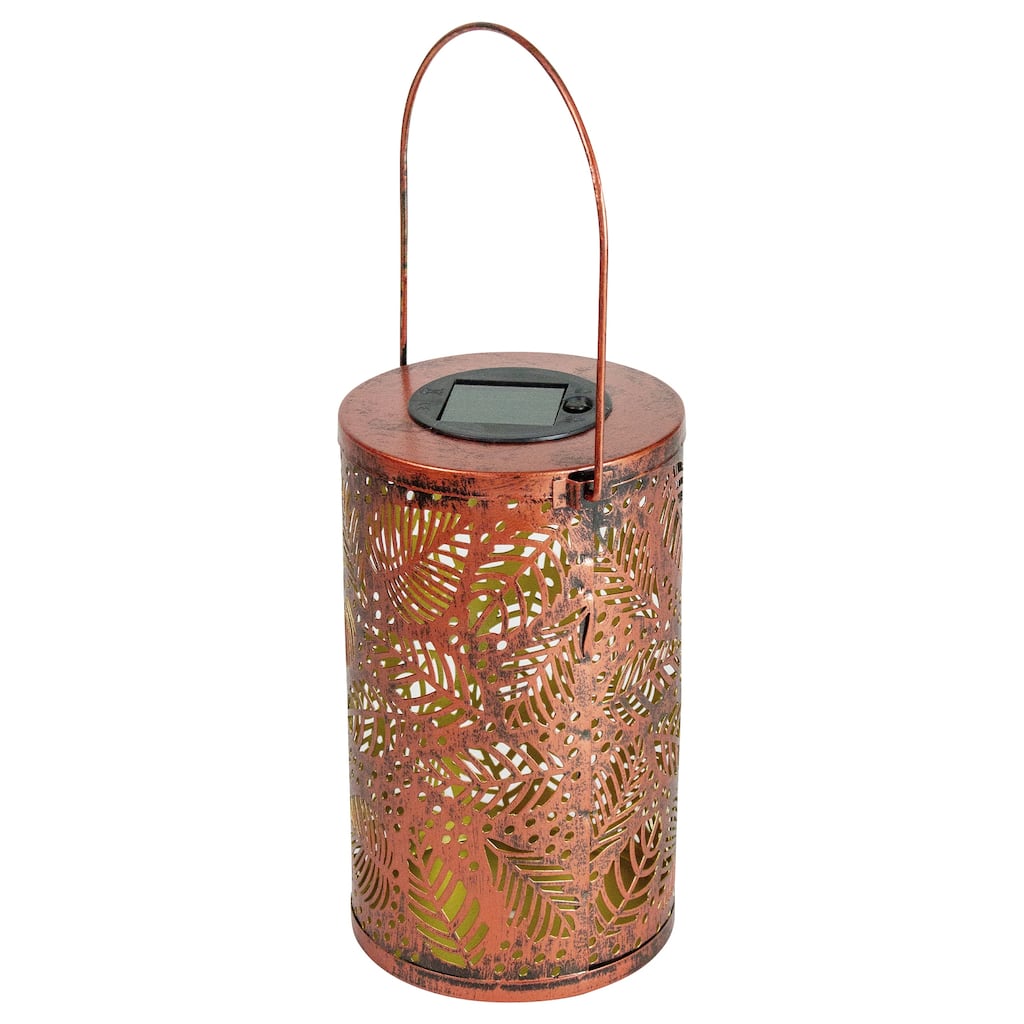 8" Bronze Foliage Outdoor Solar Lantern with Handle - 7