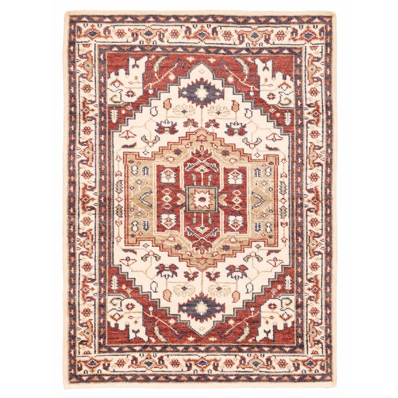 ECARPETGALLERY Hand-knotted Jules Serapi Cream Wool Rug - 5'5 x 7'5