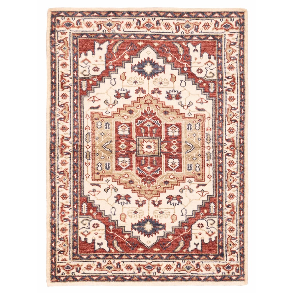 ECARPETGALLERY Hand-knotted Jules Serapi Cream Wool Rug - 5'5 x 7'5