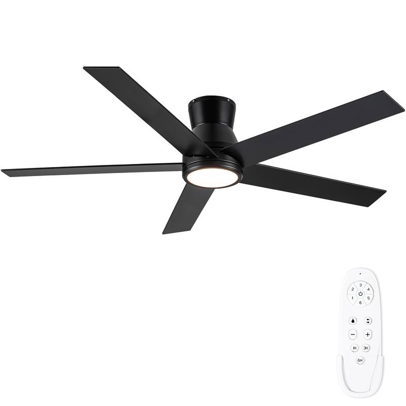 YUHAO AeroLite 48 in. Indoor White Low Profile Standard Ceiling Fan with Bright White Integrated LED Light Kit, Remote Included -  Aerolite Ⅲ 52 Inches -  | Black