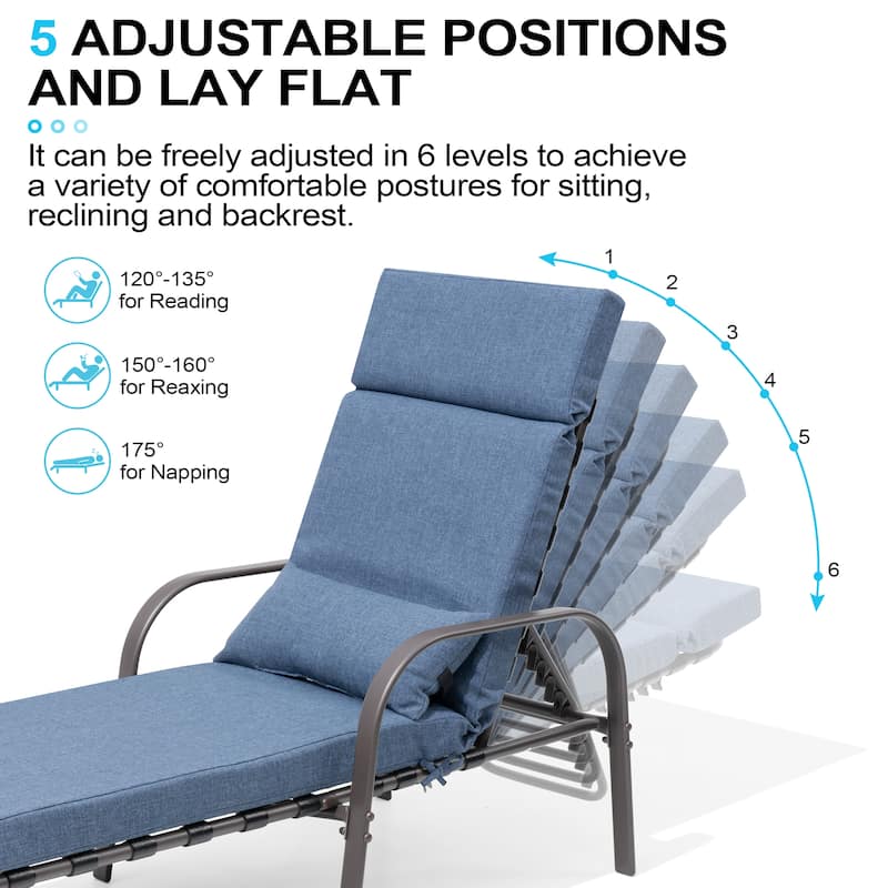 Patio Adjustable Chaise Lounge Chair with Cushion and Pillow for Outdoor & Indoor