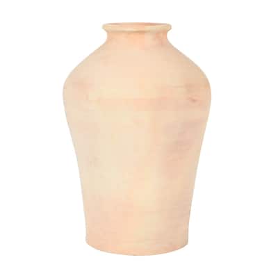 Solid Short Neck Terracotta Vase - 11" - Brown