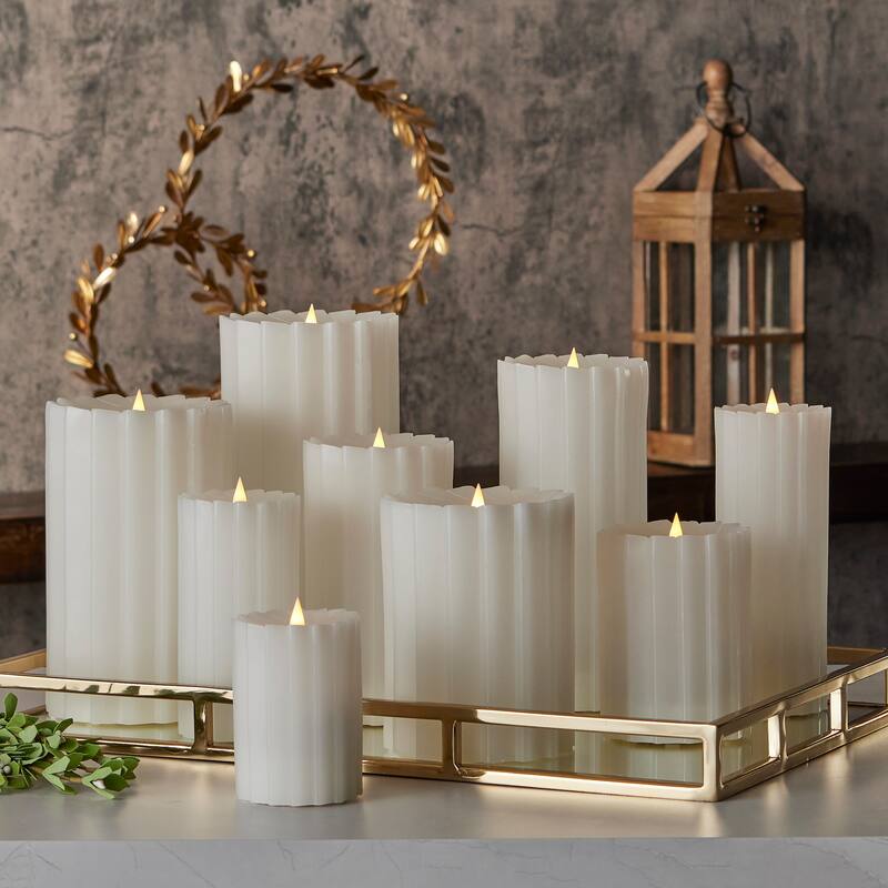 Sutton Fluted Motion Flameless Candle 4x8 White