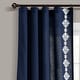 preview thumbnail 2 of 15, Lush Decor Luxury Modern Geo Linen Like Embroidery Border Window Curtain Panel Navy
