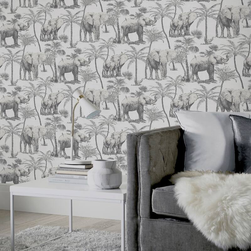 Arthouse Adelia Neutral Elephant Grove Wallpaper