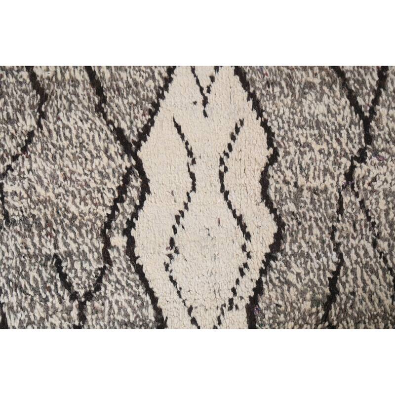 Abstract Modern Moroccan Oriental Area Rug Hand-knotted Wool Carpet - 5'11" x 10'7"