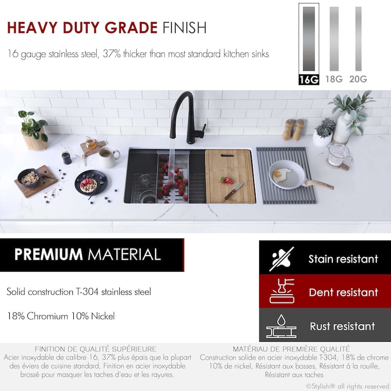 Versa33 Undermount 33" Single Bowl Stainless Steel Kitchen Sink - 33" x 19" x 10"