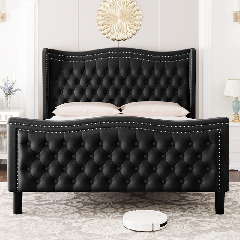 Modern Platform Bed,Full,Queen,King - Black - Full