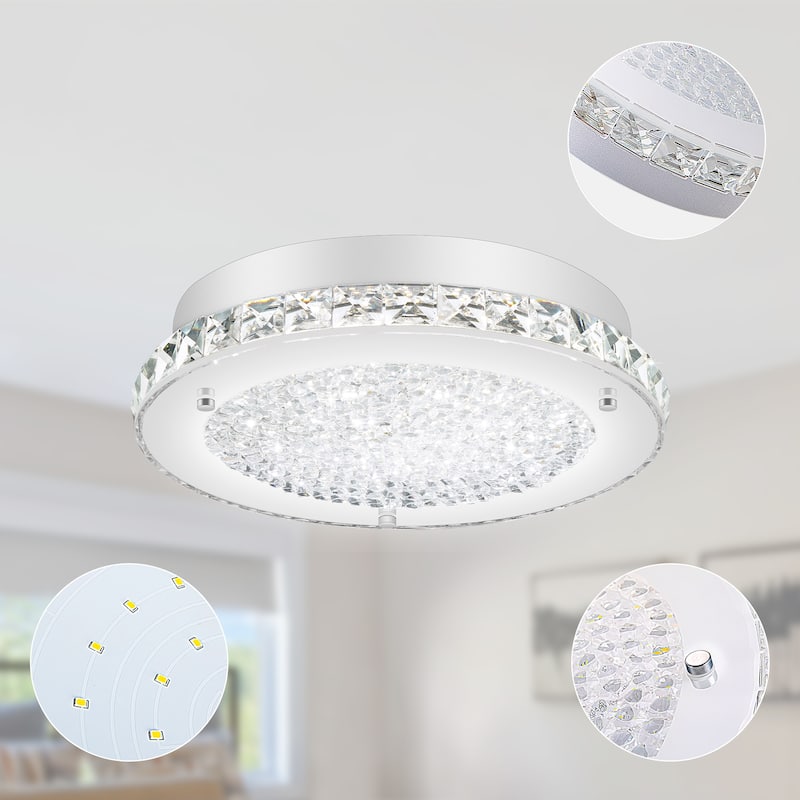 Crystal Ceiling Light LED Flush Mount Ceiling Light Dimmable Flush Mount Crystal Chandelier