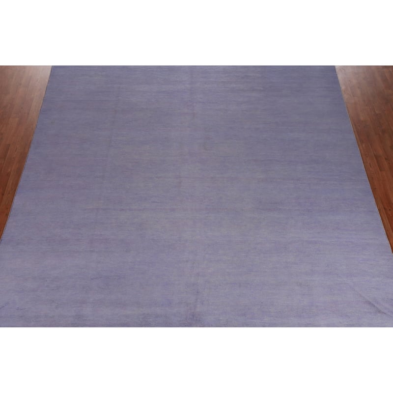 Hand Knotted Oriental 100% Wool Carpet Modern Solid Purples Gabbeh Area Rug - 12' 8'' X 10' 0''