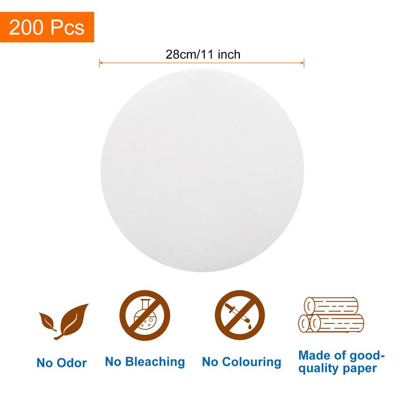200pcs Parchment Paper Rounds, Baking Paper Parchment Sheet - White - 11 Inch