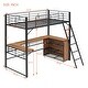preview thumbnail 24 of 22, Twin Size Metal Loft Bed with Shelves and L-shaped Desk