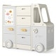 preview thumbnail 1 of 7, Gymax Kids Toy Storage Organizer w/4 Pull-out Drawers & Handles Large Beige, Grey