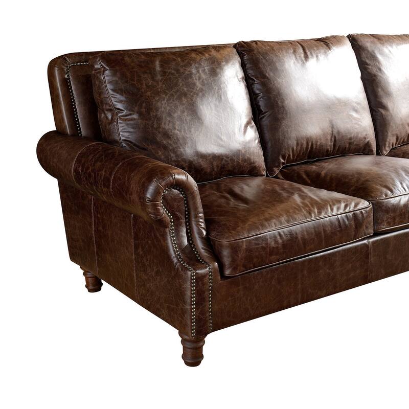 English Rolled Arm Sofa - Leather