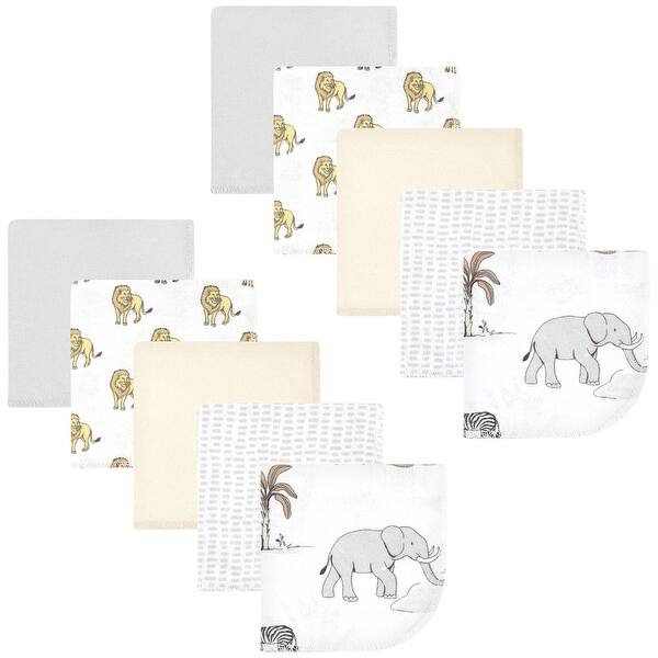 slide 1 of 1, Hudson Baby Flannel Cotton Washcloths, Neutral Safari World 10-Pack, One Size - Neutral Safari World 10-Pack - One Size One Size - Neutral Safari World 10-Pack
