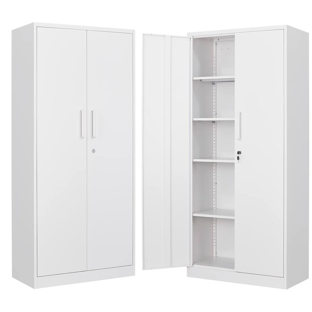 Metal Storage Cabinet Metal Garage Locker Cabinets with Locking Door and 4 Adjustable Shelves, Steel Classic Storage Cabinet