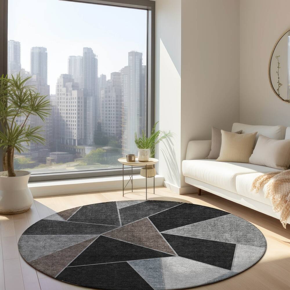 Machine Washable Indoor/ Outdoor Chantille Contemporary Mosaic Rug