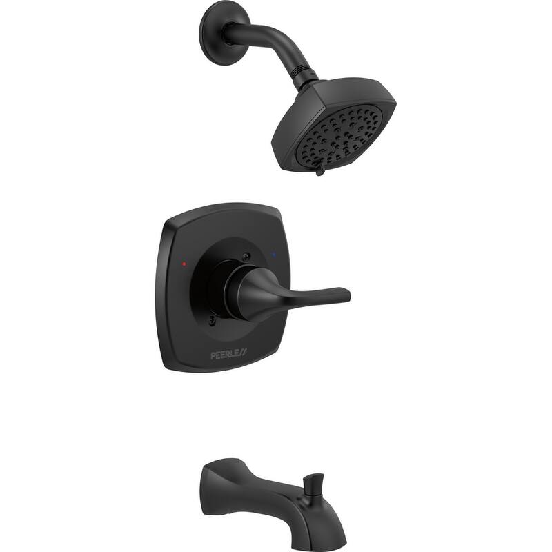 Peerless Parkwood Tub and Shower Trim Package with 1.5 GPM Multi - Matte Black