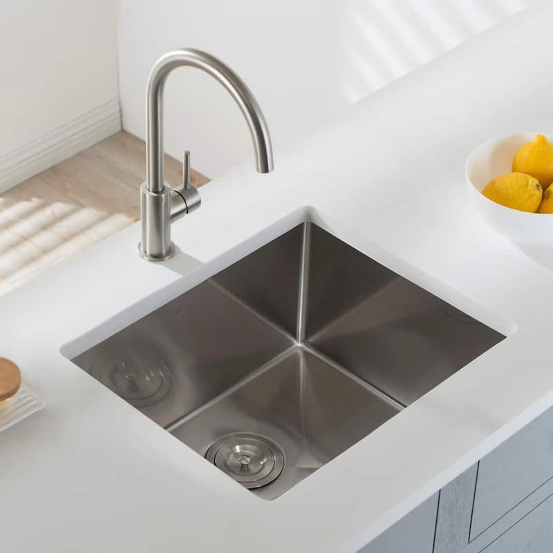 21 Inches Handcrafted Undermount Single Bowl 16 gauge Stainless Steel Kitchen Sink - K1-S21