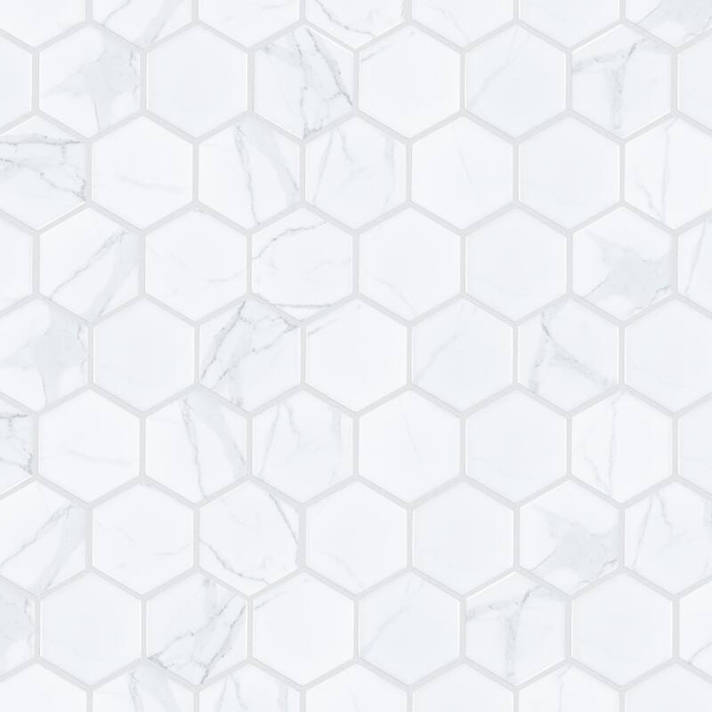 Merola Tile Carrione 2" Hex Matte Carrara 11-1/8" x 12-5/8" Porcelain Mosaic Floor and Wall Tile