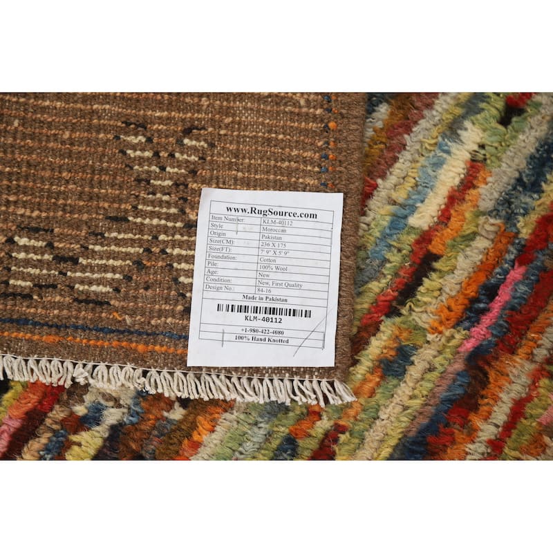 Multicolor Abstract Moroccan Oriental Area Rug Handmade Wool Carpet - 5'9" x 7'9"