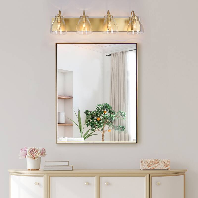 Modern Gold 2/3/4-Light Bathroom Vanity Light Glass Wall Sconces