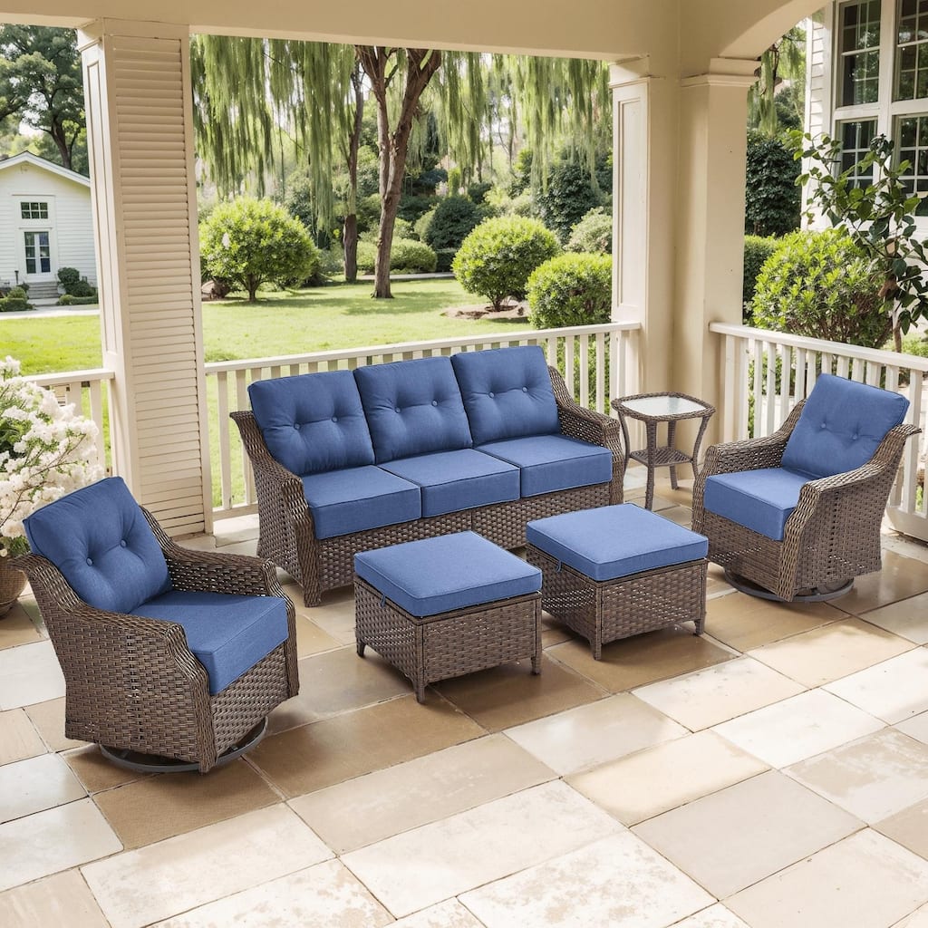6PCS Outdoor Sofa Glider Chair with Ottoman