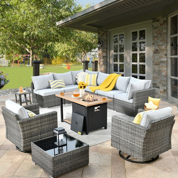 ウニコソファ XIZZI 11-Piece Outdoor Wicker Furniture Swivel Chair Sofa Set - On