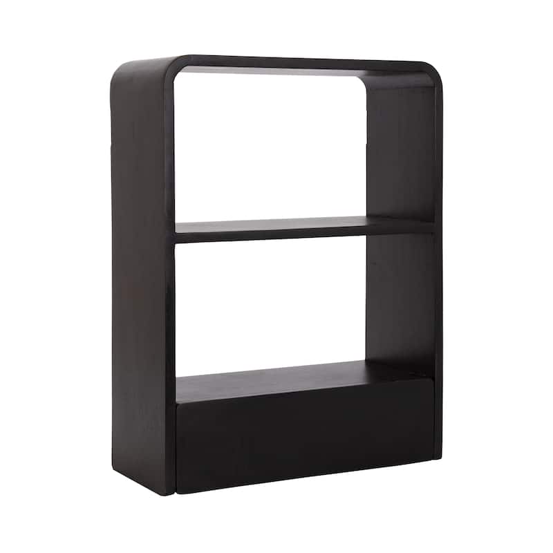 Kate and Laurel Kato Wall Shelf with Drawer - 18x24 - Black