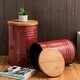 preview thumbnail 34 of 68, Glitzhome Industrial Farmhouse Round Storage Side Tables (Set of 2) Red