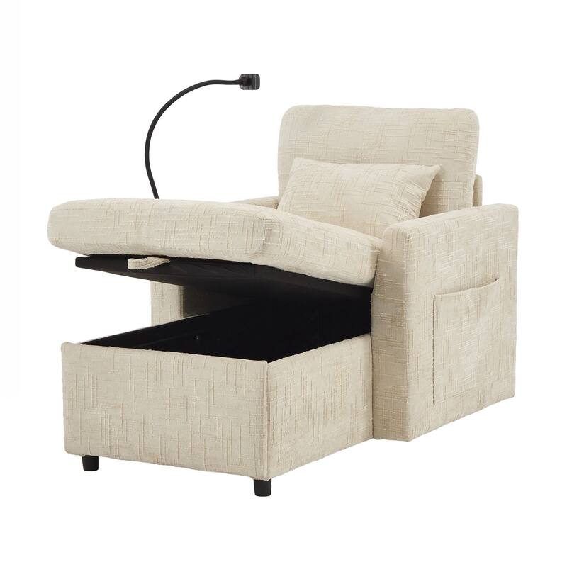 Multifunctional Lazy Person Sofa Recliner can be Stored Storage Backrest with Cell Phone Bracket Single Leisure Chair