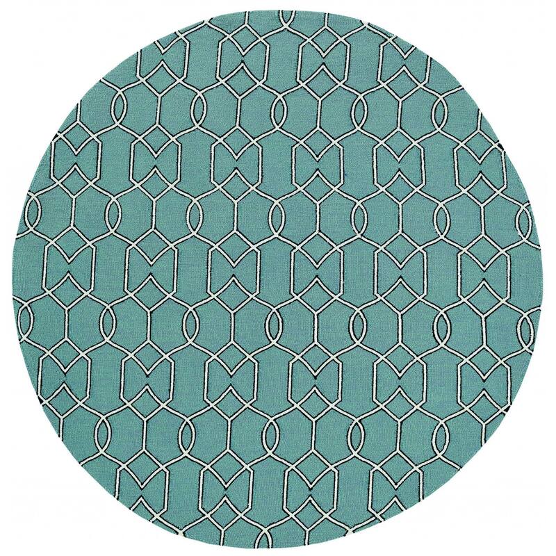 Ralu Abstract Shapes Weather Resistant Refined Traditional Hand-Woven Round Outdoor Rug - 7' Round