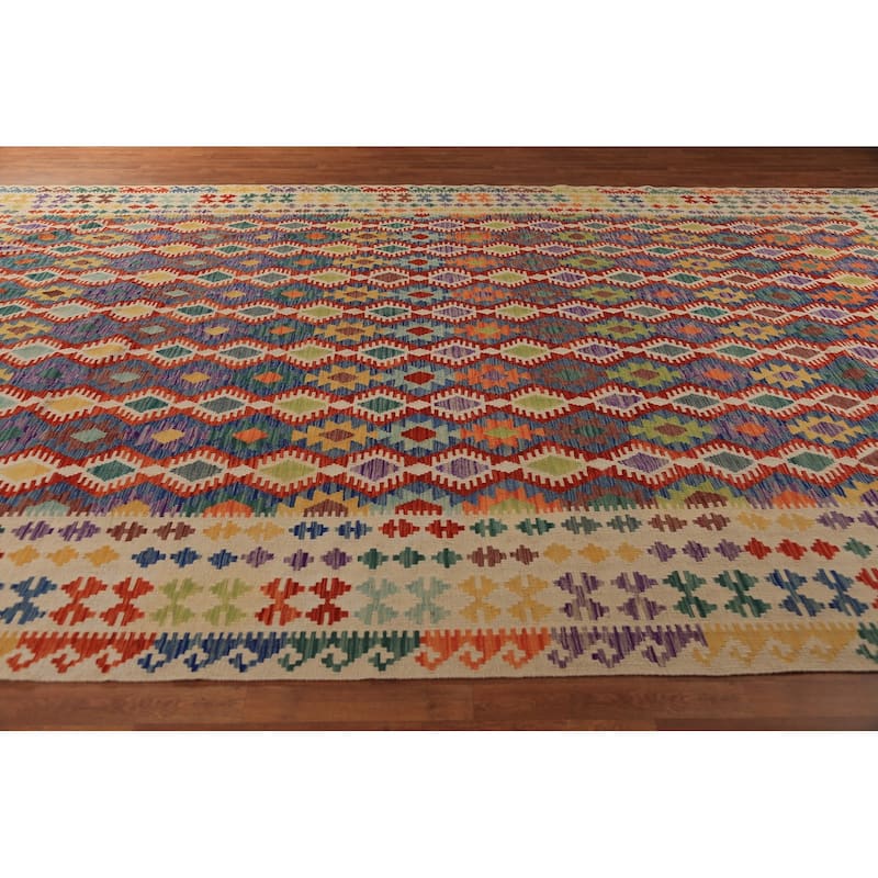 Kilim Oriental Large Rug Hand-Woven Tribal Wool Carpet - 10'1"x 15'11"