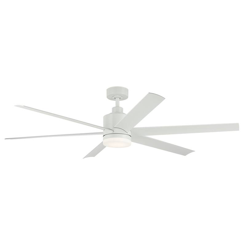 Kichler Lighting Loa 65 Inch Ceiling Fan with Satin Etch Cased Opal Glass in Matte White with White Blades